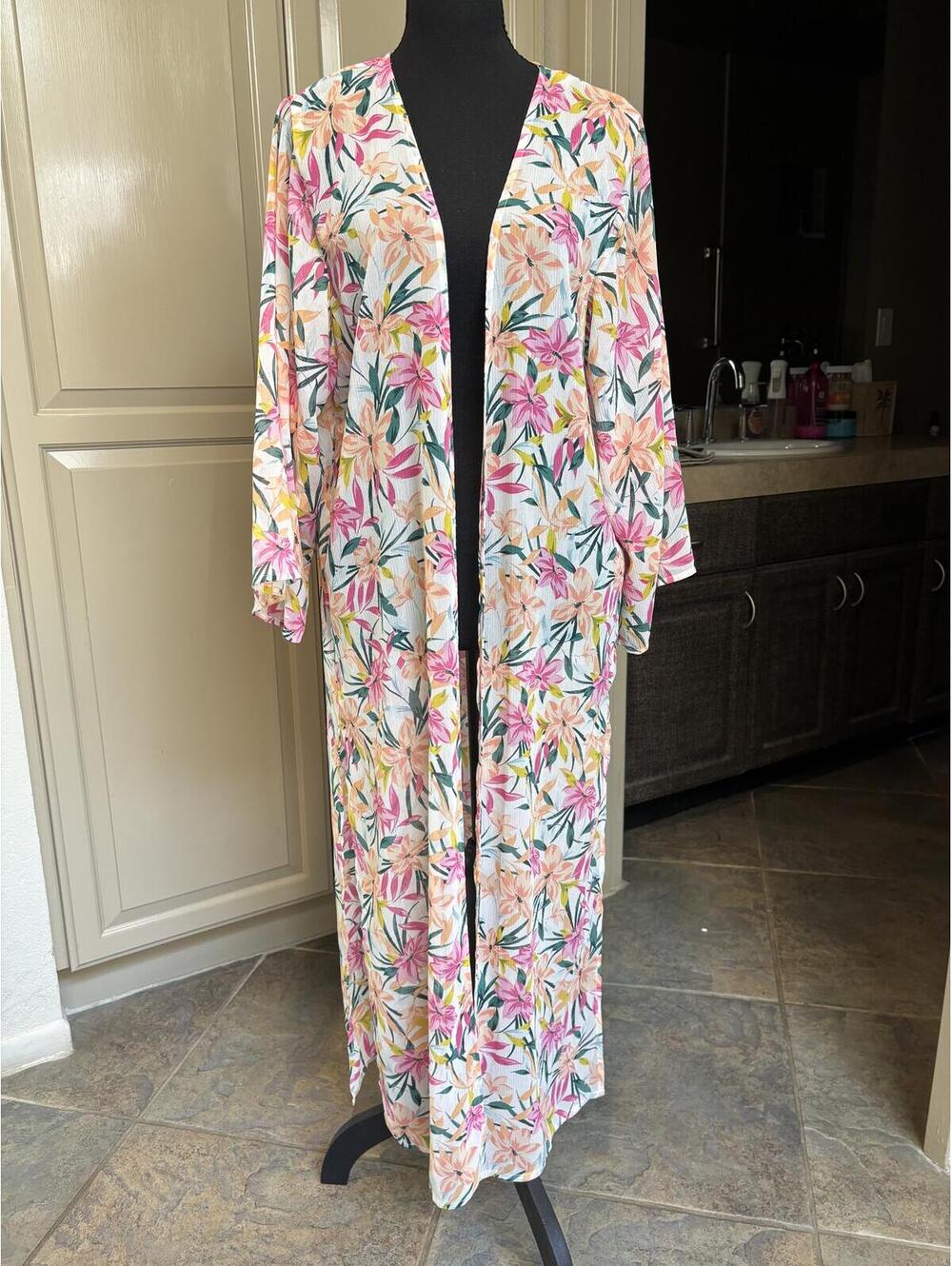 Jessica Simpson Floral Kimono Robe Cover-Up Size M